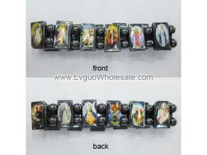 Magnetic Hematite Religious Sealed Icon Bracelet 7.8inch